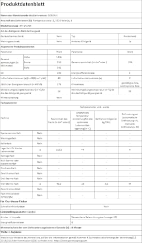 Gorenje Doppeltürkühlschrank RF414EPS4 - 165L Kühraum, 41L Gefrierteil, LED Innenbeleuchtung, Energieeffizienzklasse E, 